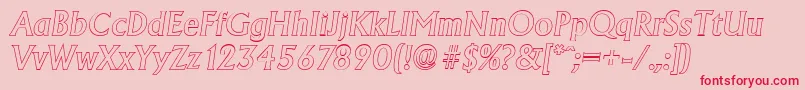 AdelonoutlineMediumItalic Font – Red Fonts on Pink Background