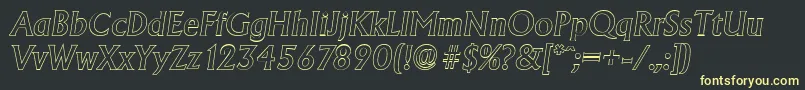 フォントAdelonoutlineMediumItalic – 黒い背景に黄色の文字