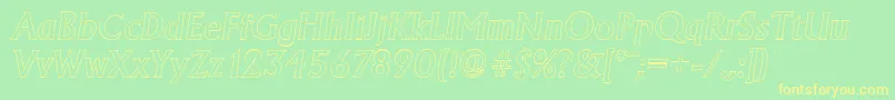 AdelonoutlineMediumItalic-Schriftart – Gelbe Schriften auf grünem Hintergrund