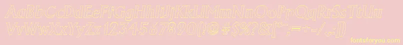 AdelonoutlineMediumItalic-Schriftart – Gelbe Schriften auf rosa Hintergrund