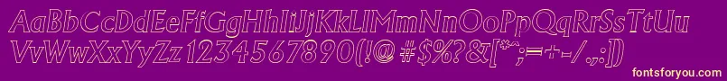 Więcej informacji o czcionce AdelonoutlineMediumItalic Czcionka AdelonoutlineMediumItalic – żółte czcionki na fioletowym tle