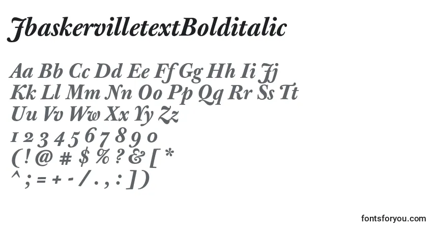 A fonte JbaskervilletextBolditalic – alfabeto, números, caracteres especiais
