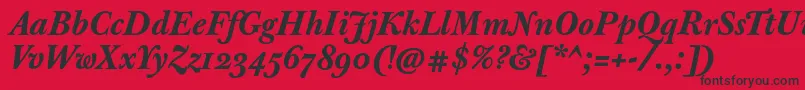 JbaskervilletextBolditalic-fontti – mustat fontit punaisella taustalla