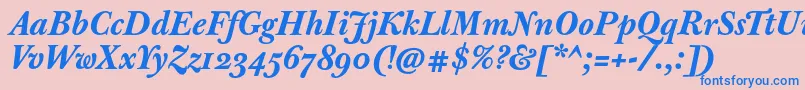 JbaskervilletextBolditalic Font – Blue Fonts on Pink Background