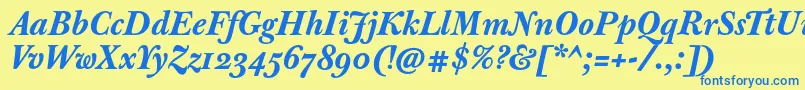 JbaskervilletextBolditalic Font – Blue Fonts on Yellow Background