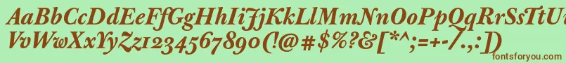 Шрифт JbaskervilletextBolditalic – коричневые шрифты на зелёном фоне