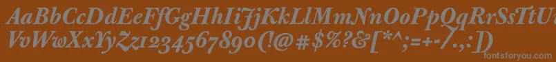 Więcej informacji o czcionce JbaskervilletextBolditalic Czcionka JbaskervilletextBolditalic – szare czcionki na brązowym tle