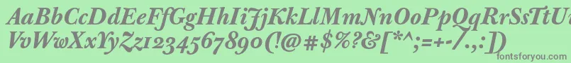 JbaskervilletextBolditalic-Schriftart – Graue Schriften auf grünem Hintergrund