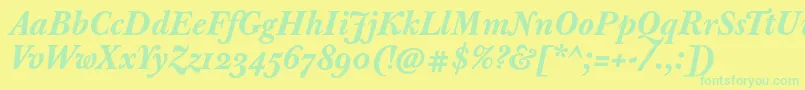 JbaskervilletextBolditalic Font – Green Fonts on Yellow Background