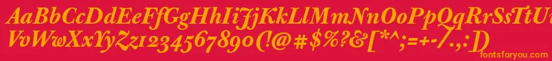 Fonte JbaskervilletextBolditalic – fontes laranjas em um fundo vermelho