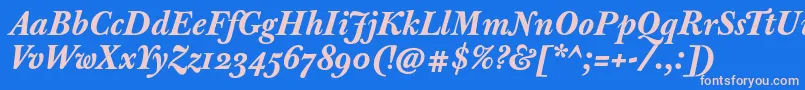 JbaskervilletextBolditalic Font – Pink Fonts on Blue Background