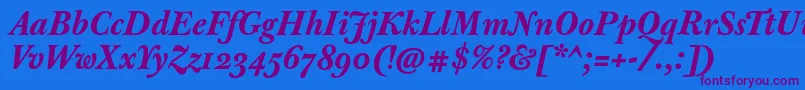 JbaskervilletextBolditalic Font – Purple Fonts on Blue Background