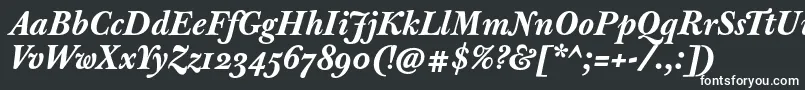 JbaskervilletextBolditalic-fontti – valkoiset fontit mustalla taustalla