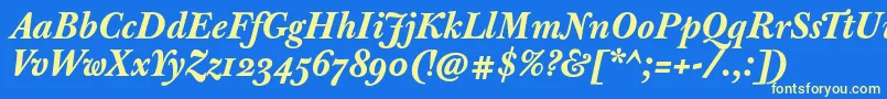 フォントJbaskervilletextBolditalic – 黄色の文字、青い背景