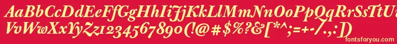 JbaskervilletextBolditalic Font – Yellow Fonts on Red Background