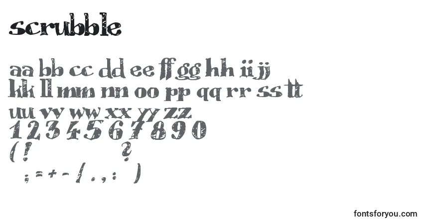 Schriftart Scrubble – Alphabet, Zahlen, spezielle Symbole
