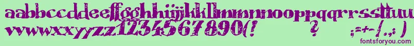 Scrubble-Schriftart – Violette Schriften auf grünem Hintergrund