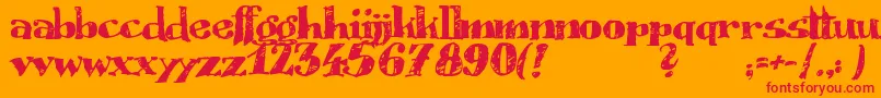 Scrubble-Schriftart – Rote Schriften auf orangefarbenem Hintergrund