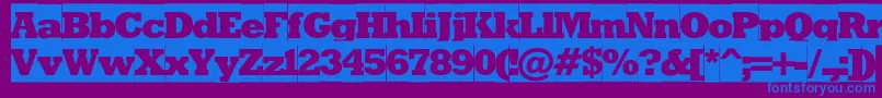 フォントRodeoxbcameoc – 紫色の背景に青い文字