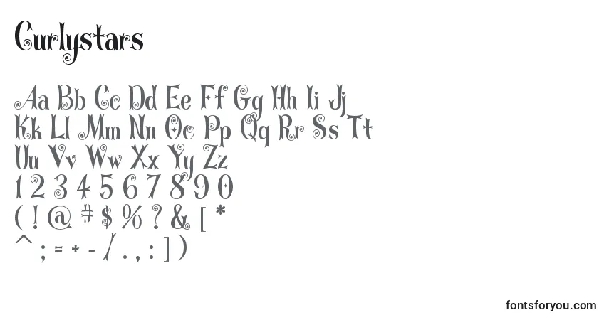 Czcionka Curlystars – alfabet, cyfry, specjalne znaki