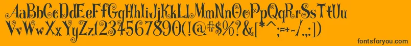 Curlystars-Schriftart – Schwarze Schriften auf orangefarbenem Hintergrund