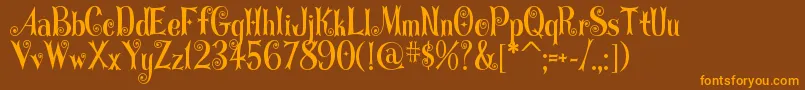 Curlystars-Schriftart – Orangefarbene Schriften auf braunem Hintergrund