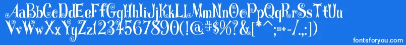 Curlystars-Schriftart – Weiße Schriften auf blauem Hintergrund