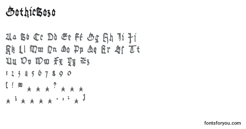A fonte GothicBozo – alfabeto, números, caracteres especiais