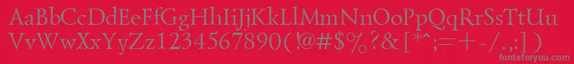 Goudyold-Schriftart – Graue Schriften auf rotem Hintergrund