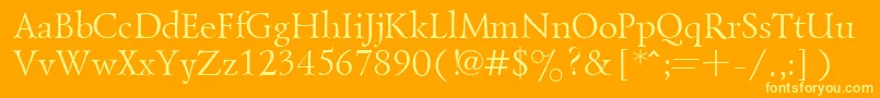 Goudyold-Schriftart – Gelbe Schriften auf orangefarbenem Hintergrund