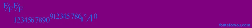 TmsfractionNormal-Schriftart – Blaue Schriften auf violettem Hintergrund