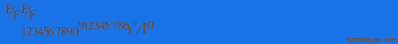フォントTmsfractionNormal – 茶色の文字が青い背景にあります。
