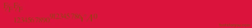 TmsfractionNormal-Schriftart – Braune Schriften auf rotem Hintergrund