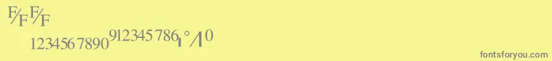 TmsfractionNormal-fontti – harmaat kirjasimet keltaisella taustalla
