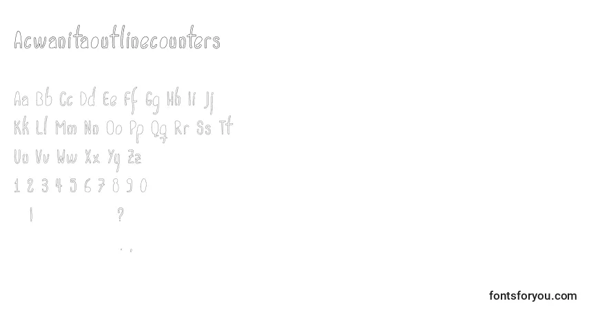Czcionka Acwanitaoutlinecounters – alfabet, cyfry, specjalne znaki