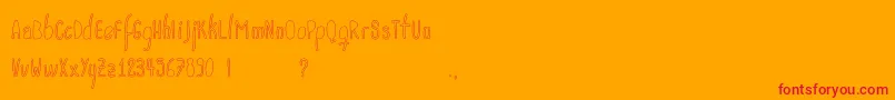 Acwanitaoutlinecounters-Schriftart – Rote Schriften auf orangefarbenem Hintergrund