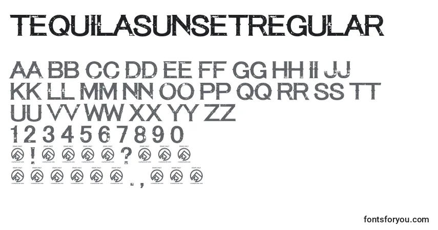Шрифт TequilasunsetRegular (95376) – алфавит, цифры, специальные символы