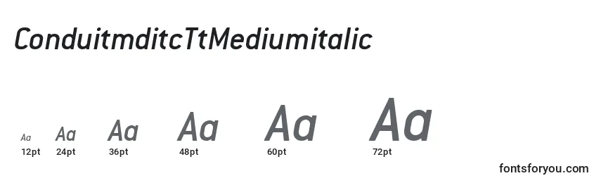 Размеры шрифта ConduitmditcTtMediumitalic
