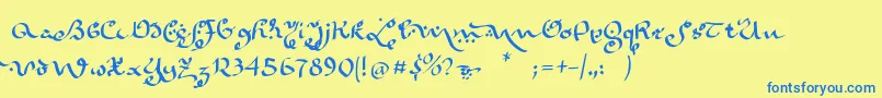 Karabennemsi Font – Blue Fonts on Yellow Background
