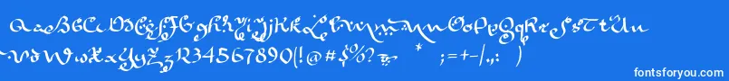 フォントKarabennemsi – 青い背景に白い文字