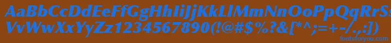 Czcionka OptimaLtExtraBlackItalic – niebieskie czcionki na brązowym tle