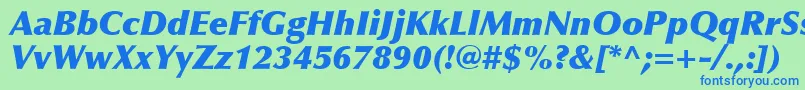 Шрифт OptimaLtExtraBlackItalic – синие шрифты на зелёном фоне