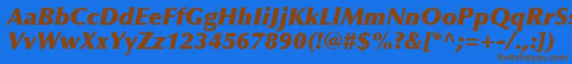 OptimaLtExtraBlackItalic-fontti – ruskeat fontit sinisellä taustalla