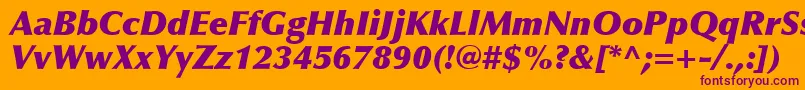 OptimaLtExtraBlackItalic-fontti – violetit fontit oranssilla taustalla