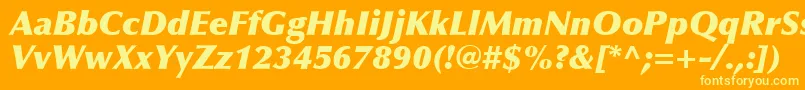 Czcionka OptimaLtExtraBlackItalic – żółte czcionki na pomarańczowym tle