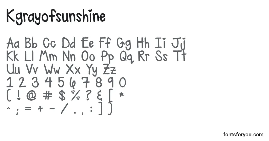 Kgrayofsunshine-fontti – aakkoset, numerot, erikoismerkit