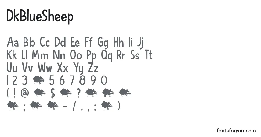 Czcionka DkBlueSheep – alfabet, cyfry, specjalne znaki