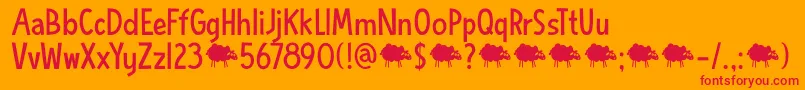 DkBlueSheep Font – Red Fonts on Orange Background