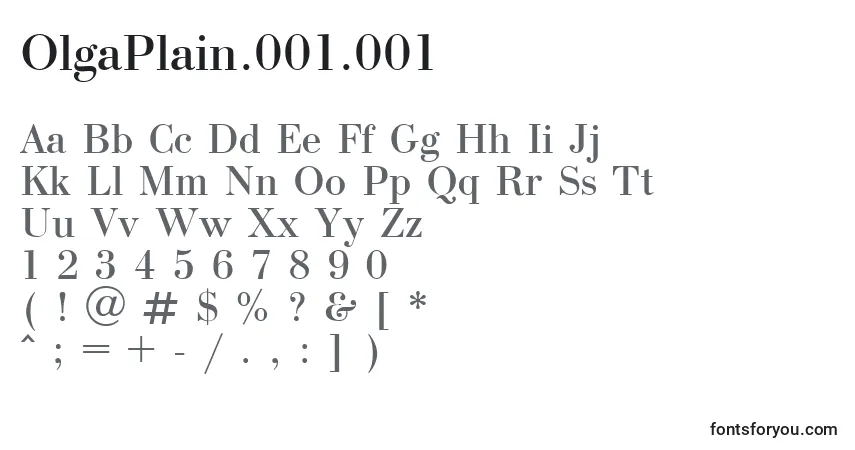 OlgaPlain.001.001-fontti – aakkoset, numerot, erikoismerkit