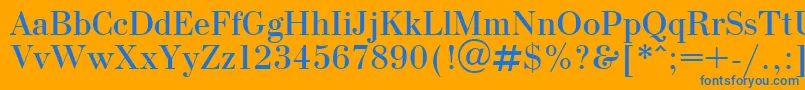 OlgaPlain.001.001-Schriftart – Blaue Schriften auf orangefarbenem Hintergrund